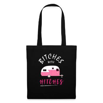 Camping Queen caravan cadeau femme campeur - Sac en tissu - noir - Devant