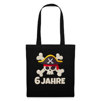 6e anniversaire pirate cadeau garçon 6 ans - Sac en tissu - noir - Devant
