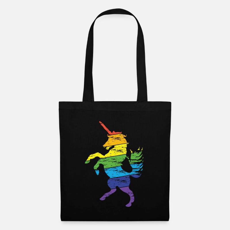 Einhorn Regenbogen - Stoffbeutel - Schwarz