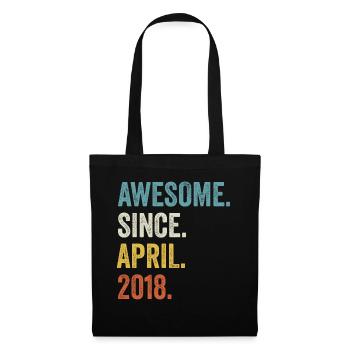 Awesome Since April 2018 4. Geburtstag - Stoffbeutel - Schwarz - Vorne