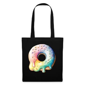 Donut Verkleidung Karneval Halloween Donuts Süsses - Stoffbeutel - Schwarz - Vorne