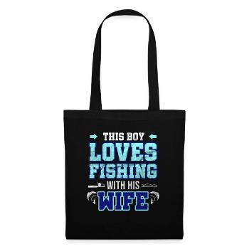 Pêche avec sa femme Pêcheur Pêcheur Poisson Cadeau - Sac en tissu - noir - Devant