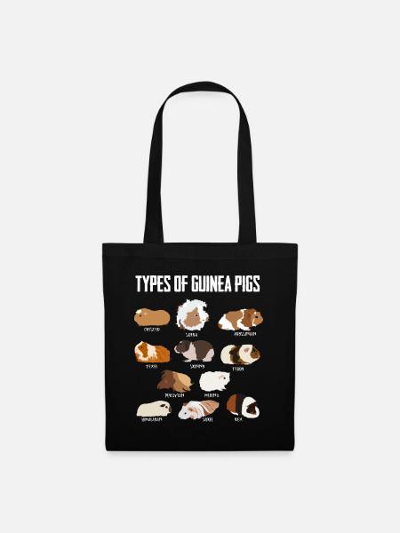 Meerschweinchen Typen Nagetiere Tier Geschenk - Stoffbeutel - Schwarz