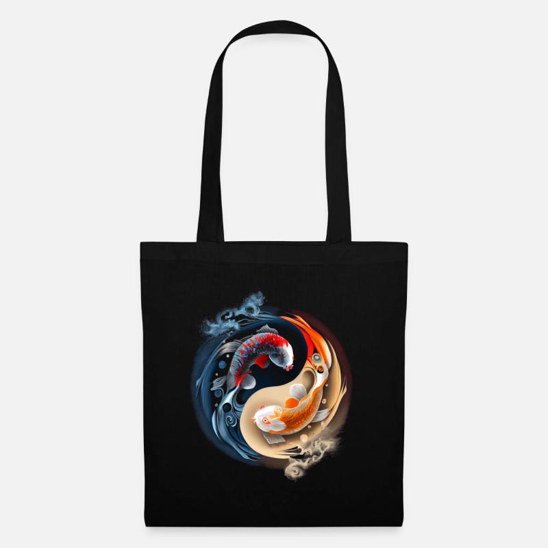 Koi Karpfen Yin Yang - Stoffbeutel - Schwarz