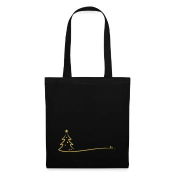 Sapin de Noël simple composé de deux lignes dorées - Sac en tissu - noir - Devant