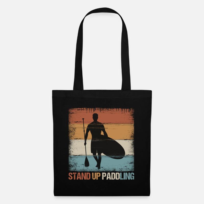 Stand up Paddling SUP Stehpaddeln Sport Geschenk - Stoffbeutel - Schwarz
