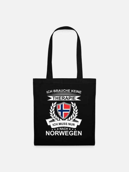 Ich brauche keine Therapie Norwegen Flagge Norge - Stoffbeutel - Schwarz