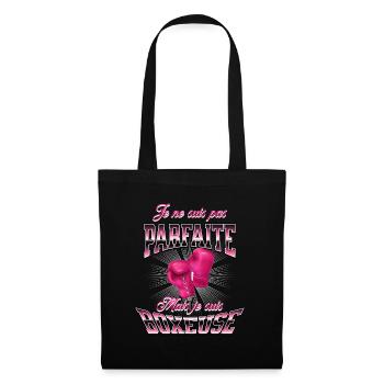 Cadeau original pour boxeuse, Boxe féminine, - Sac en tissu - noir - Devant