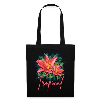 Jungle Leafs Tropical Design Hibiscus + Jungle - Tote Bag - black - Front
