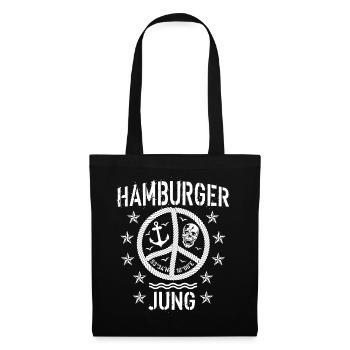 96 Hamburger Jung Peace Friedenszeichen Seil - Stoffbeutel - Schwarz - Vorne
