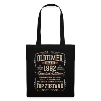 Oldtimer Baujahr 1992 Jahrgang Geburtstag Geschenk - Stoffbeutel - Schwarz - Vorne