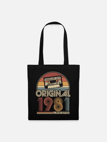 1981 Vintage Jahrgang Geburtstag Retro Geschenk - Stoffbeutel - Schwarz