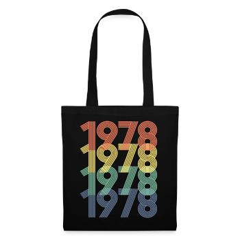 Cool Retro 1978, 44 Jahre alt, Geschenk zum 44. Geburtstag - Stoffbeutel - Schwarz - Vorne