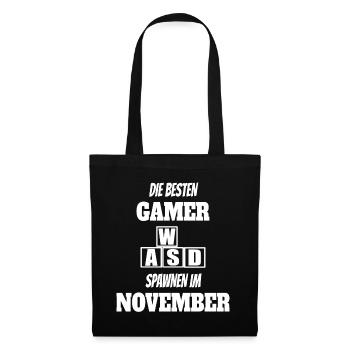 Game Gaming Geburtstag November Konsole Controller - Stoffbeutel - Schwarz - Vorne