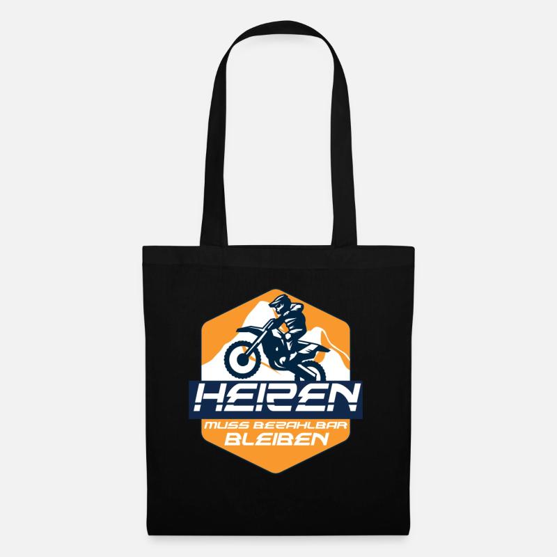 Motorrad Biker lustiger Spruch Motorcross - Stoffbeutel - Schwarz