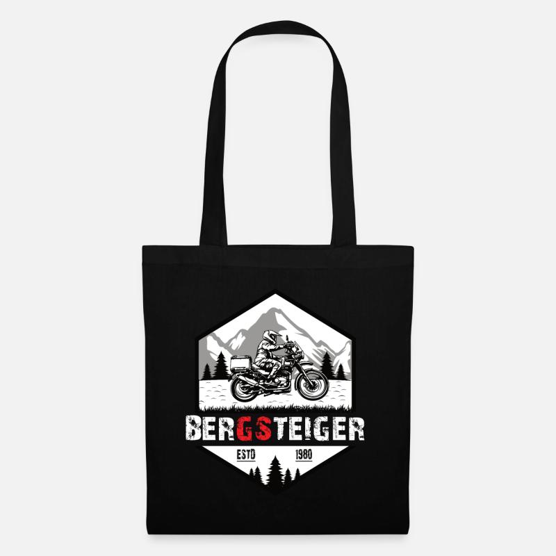 Biker Motorrad Boxer Spruch Abenteuer Bergsteiger - Stoffbeutel - Schwarz