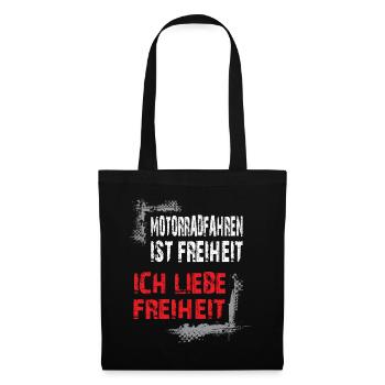Motorradfahren ist Freiheit Motorrad Biker Spruch - Stoffbeutel - Schwarz - Vorne