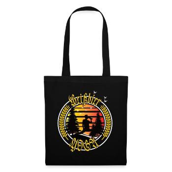 Bier - Weißbier Yoga Retro Vintage Sonnenuntergang - Stoffbeutel - Schwarz - Vorne