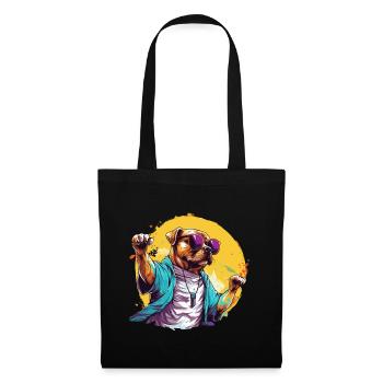 Dabbing dog with sunglasses - Stoffbeutel - Schwarz - Vorne