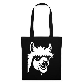 Lustige Lama-Silhouette Freche Spaß-Lamas - Stoffbeutel - Schwarz - Vorne