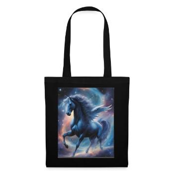 Pegasos (Pegasus) im Weltall - Weltenwanderer - Stoffbeutel - Schwarz - Vorne