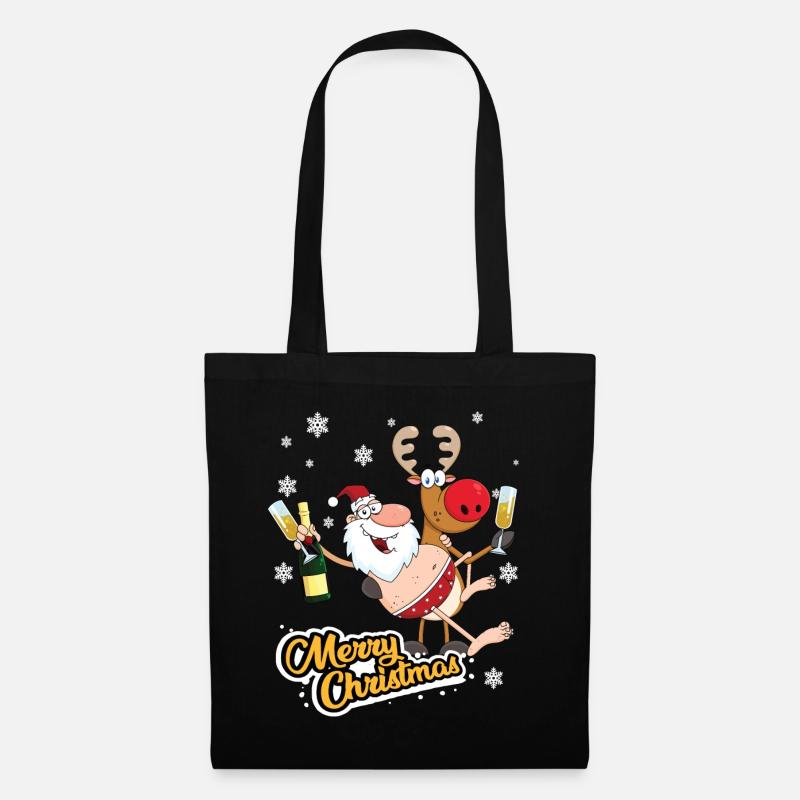 Frohe Weihnachten Nikolaus Party Rentier - Stoffbeutel - Schwarz