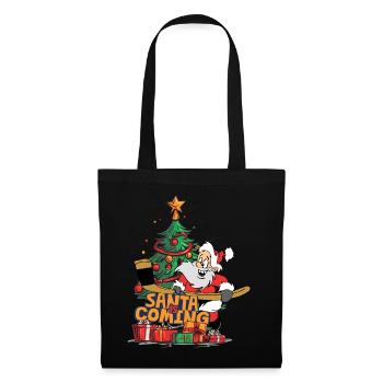 Weihnachten Santa Claus Nikolaus Hockey Eishockey - Stoffbeutel - Schwarz - Vorne