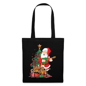 Weihnachten Santa Claus Nikolaus Gitarre - Stoffbeutel - Schwarz - Vorne
