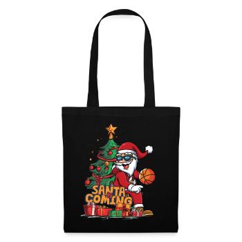 Weihnachten Santa Claus Nikolaus Basketball - Stoffbeutel - Schwarz - Vorne