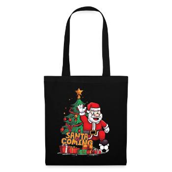 Weihnachten Santa Claus Nikolaus Fußball - Stoffbeutel - Schwarz - Vorne