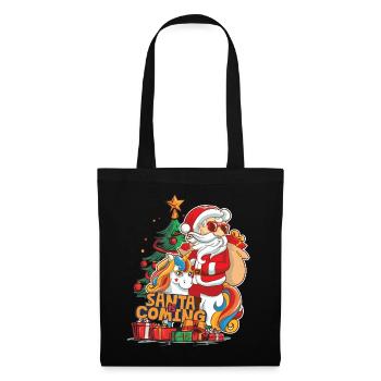 Weihnachten Santa Claus Nikolaus Einhorn - Stoffbeutel - Schwarz - Vorne