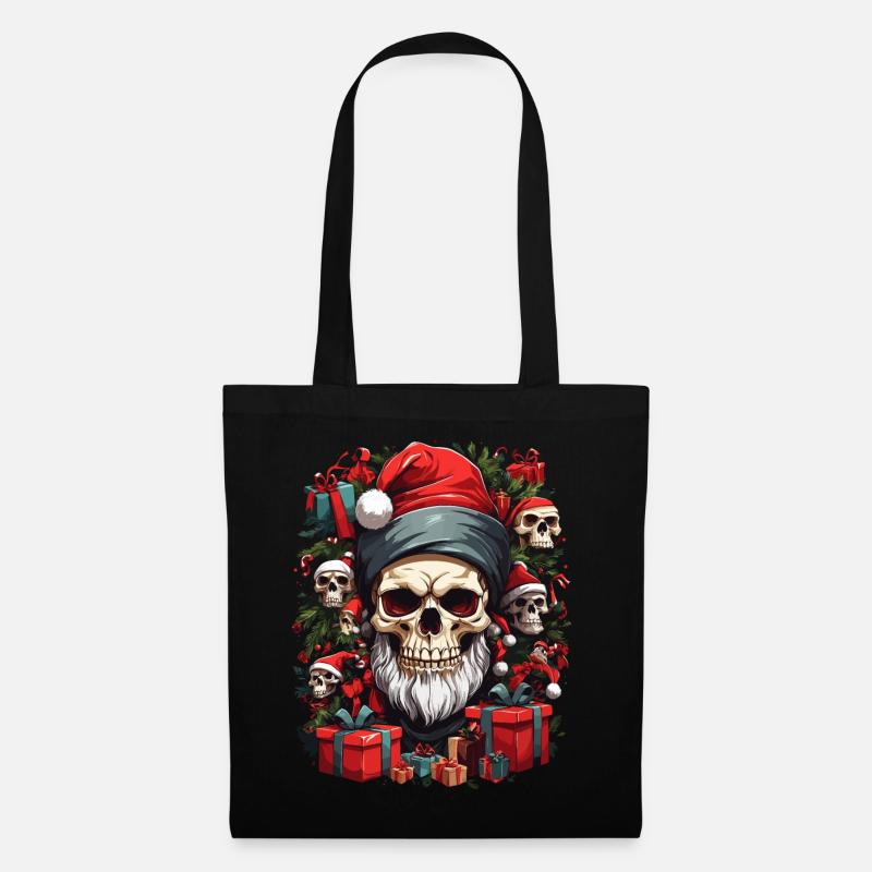 Santas Weihnachtsschädelzauber - Stoffbeutel - Schwarz