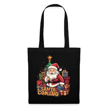Weihnachten Santa Claus Nikolaus Geschenke - Stoffbeutel - Schwarz - Vorne