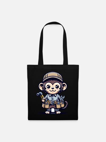 Cute Monkey Craftsman - Stoffbeutel - Schwarz