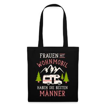 Camping Frauen Wohnmobil Camper Campingplatz - Stoffbeutel - Schwarz - Vorne