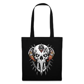 Crâne d’éléphant // Crâne d’éléphant d’Inde FS0070 - Sac en tissu - noir - Devant