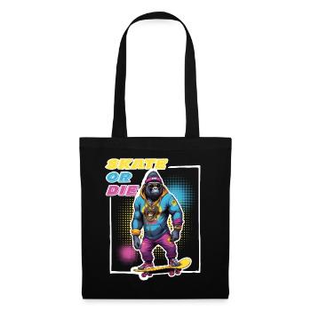 Skater Gorilla mit Sonnenbrille & Spruch - Stoffbeutel - Schwarz - Vorne