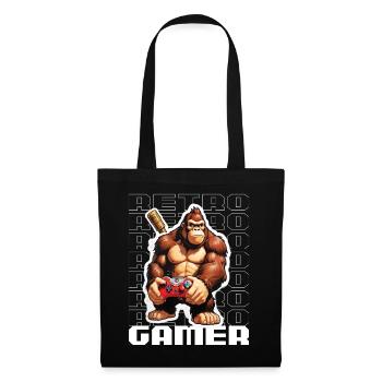 Retro Gamer Gorilla mit Controller Konsolenspiele - Stoffbeutel - Schwarz - Vorne