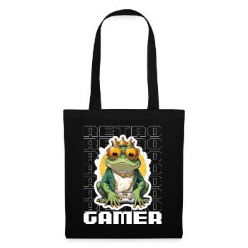 Retro Gamer Frosch mit Controller Konsolenspiele - Stoffbeutel - Schwarz - Vorne