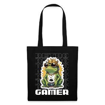 Retro Gamer Frosch mit Controller Konsolenspiele - Stoffbeutel - Schwarz - Vorne