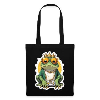 Retro Gamer Frosch mit Controller Konsolenspiele - Stoffbeutel - Schwarz - Vorne