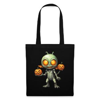 Halloween - Alien Horror with Pumpkin - Tote Bag - black - Front