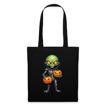 Halloween - Alien Horror with Pumpkin - Tote Bag - black - Front