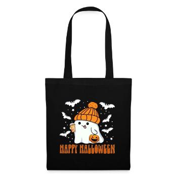 Happy Halloween Ghost Kawaii Jack-o'-lantern Tea - Tote Bag - black - Front