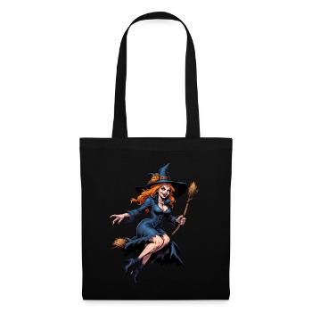 Halloween Witch With Pumpkin Illustration - Tote Bag - black - Front