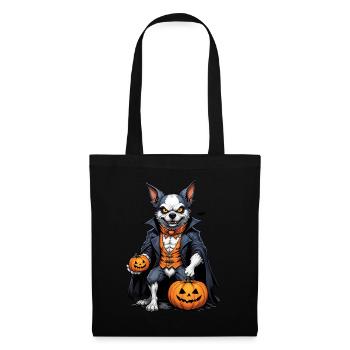 Halloween Dog with Pumpkin Vampire Costume - Tote Bag - black - Front