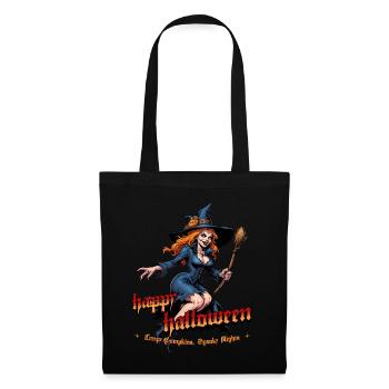 Halloween Witch With Pumpkin Illustration - Tote Bag - black - Front