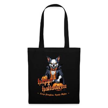 Halloween Dog with Pumpkin Vampire Costume - Tote Bag - black - Front
