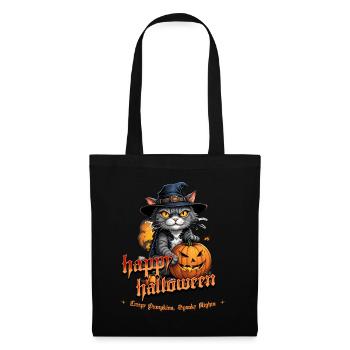 Halloween Cat with Pumpkin - Tote Bag - black - Front