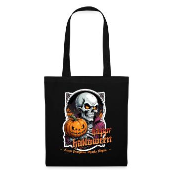 Halloween Crâne Citrouille Crâne Crâne Effrayant - Sac en tissu - noir - Devant